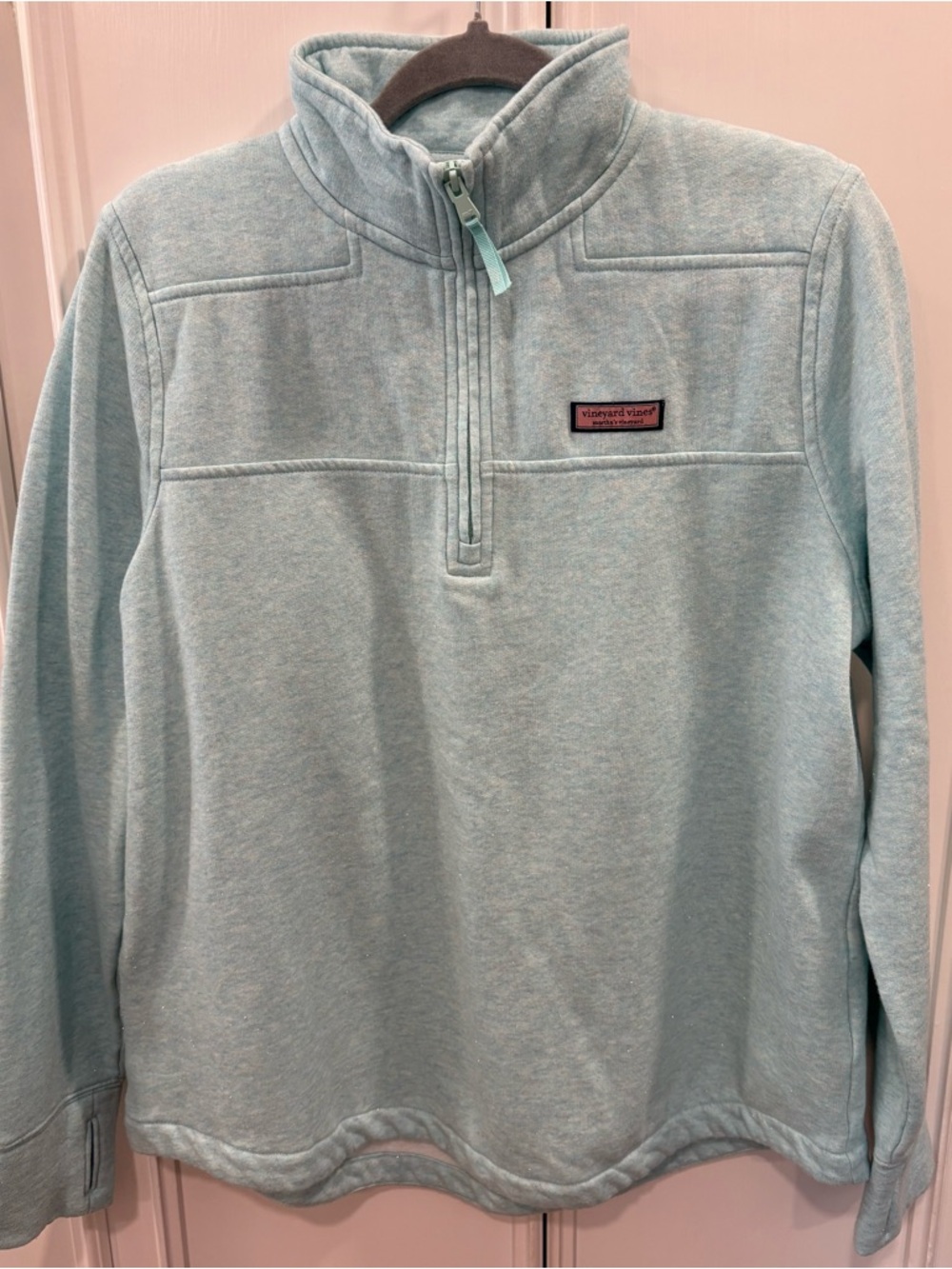 Vineyard Vines women’s Light Aqua Quarter-Zip Pullover Sz M